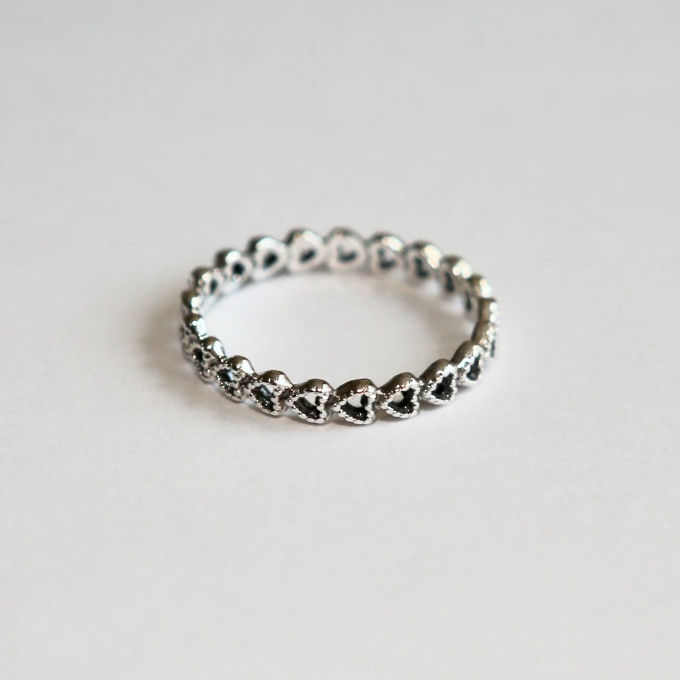 Authentic PANDORA ALE 925 Sterling Silver Linked Love Heart Ring Size 7.5 🔥 - Image 1 of 4