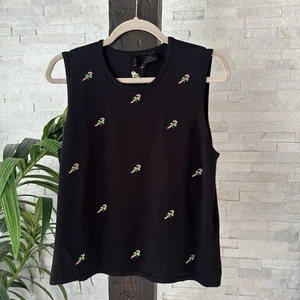 ETOILE Zuckerstange Weihnachten bestickt schwarz ärmellos Muschel Bluse Gr. XL - Bild 1 von 6