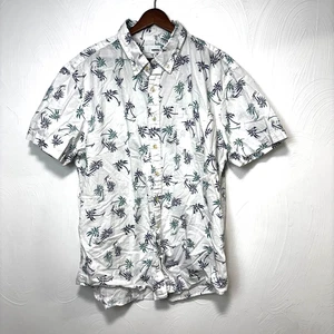 Sonoma Palm Tree Button Down Shirt White Blue Short Sleeve Tropical Mens Size XL - Picture 1 of 5