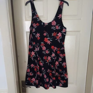Black/Red Floral Dress H&M Size 12/14 - Bild 1 von 3