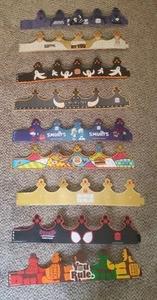 Lot 9 Mixed Burger King Crown Paper Hats Britto Addams Smurfs Dragon Spiderman + - Picture 1 of 5