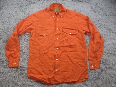 Bobby Jones Shirt Mens Small Orange Linen Long Sleeve Button Down Made In Italy - Image 1 of 4