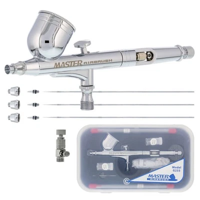 G233 Pro Set Master Gravity Airbrush Kit 3 Fluid Tips, Hobby Auto Paint Nail Art - Image 1 of 4