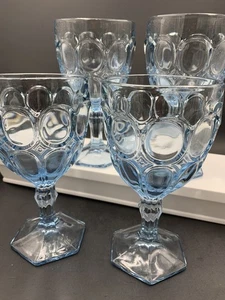 Fostoria Moonstone Light Blue Water Wine Goblets 6 1/2" Set of 4 - Picture 1 of 7