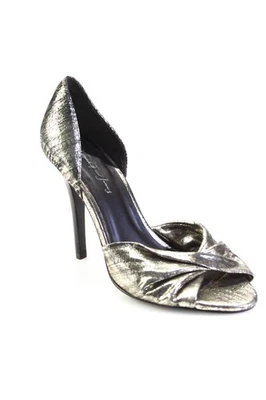 Salto alto feminino Elizabeth and James couro metálico D'Orsay dourado tamanho 6,5B - Imagem 1 de 4