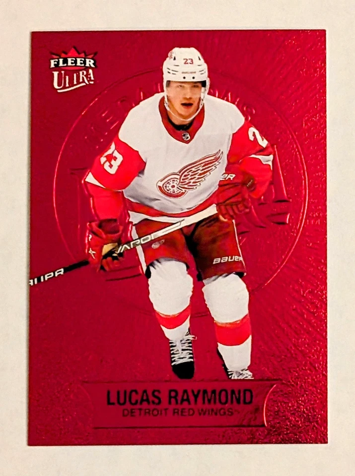 Lucas Raymond 2021-22 Upper Deck Fleer Ultra Medallions Ruby Red Rookie 32/50 - Image 1 of 2