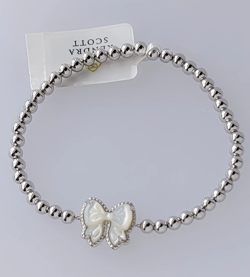 NUEVO 100% Auténtico KENDRA SCOTT Plata Marfil MoP Haley Arco Cuentas Pulsera Elástica Foto 1 de 4