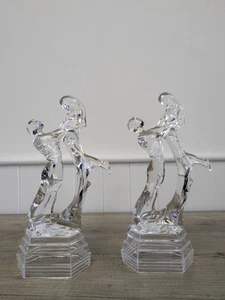 Vintage Art Deco Style 2 x Crystal Rock Glass Dancers, Lovers Figurine - Picture 1 of 10