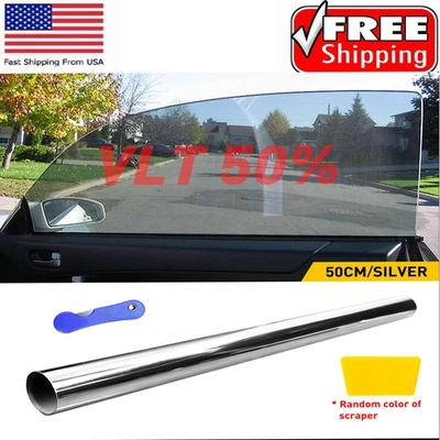 Uncut Roll Window Tint Film 50% VLT 20"x 10ft Car Feet Home Office Glass Silver - Image 1 of 4