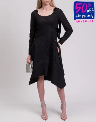 RRP€1115 PROENZA SCHOULER Asymmetric Hem Dress Size US 2 / XS Unlined Scoop Neck - Image 1 of 4