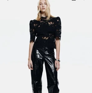 H&M Edition A/W 2025 Top mit gewellten Kanten Spitze Schwarz Damen Slim Fit. Klein. Neu mit Etikett - Bild 1 von 9
