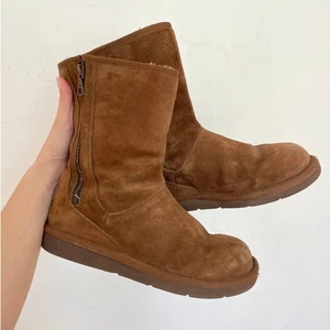 UGG – Brown Suede Sherpa‑Lined Zipper Detail Boots Size 8 - Picture 1 of 11