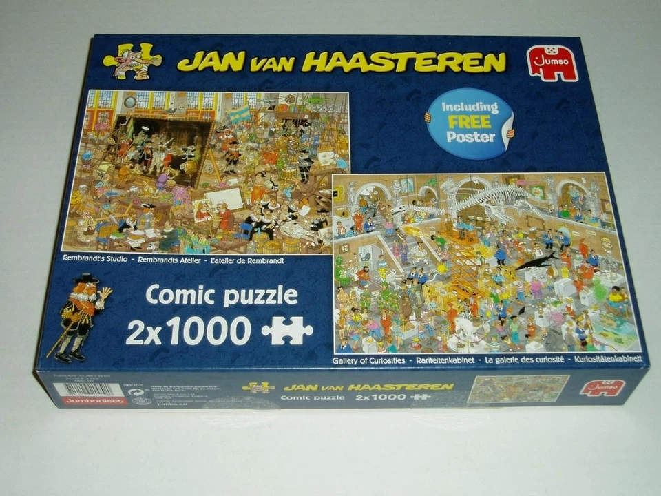 Jan Van Haasteren  2 x1000pc Puzzles Rembrandt's Studio & Gallery Of Curiosities - Image 1 of 1