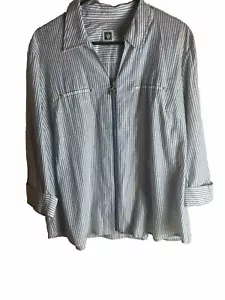 Anne Klein XLarge Sz Top / Zipper/ Stripped / Pre Owned - Picture 1 of 5