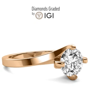 IGI Certified 3.0 Ct F VS1 Round cut Lab Diamond Engagement Ring 18K Rose Gold - Picture 1 of 9