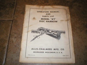 Allis Chalmers KT Scheibeneggenbediener Handbuch Teilekatalog - Bild 1 von 1