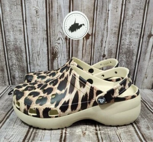 Animal Remix Crocs Classic Plateau Damen 10 Clog Knochen Leopard 207844-2Y4 Neu mit Etikett - Bild 1 von 10
