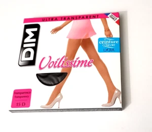 DIM VOILISSIME COLLANTS VOILE ULTRA TRANSPARENT 15 DENIERS COLORIS NOIR - Picture 1 of 5