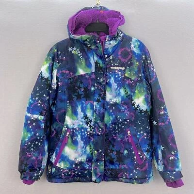 ZeroXposur - Chaqueta con capucha de esquí azul/púrpura estampado espacial para niñas cremallera completa XL-16 Foto 1 de 4