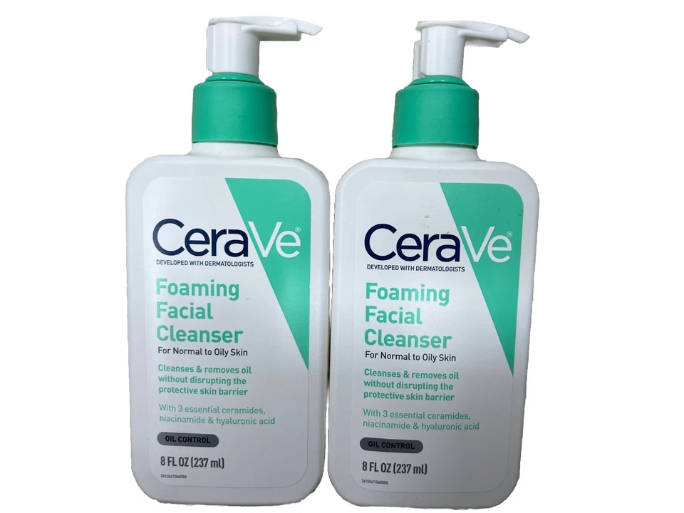 LOT OF 2 CeraVe Foaming Facial Cleanser Oil Control Normal to Oily Skin 8 oz - Image 1 of 1