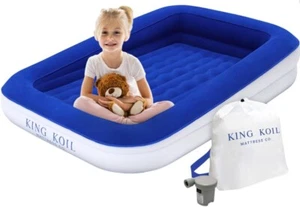 King Koil Toddler Inflatable Childrens Airbed, Built-in Safety Bumper w Pump - Picture 1 of 4