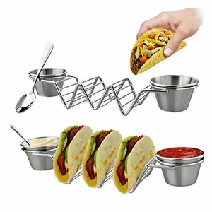 Taco Shell Holder Stand Oven Safe Baking Tray Plates Mexican Tacos Mexico 2 Pack - Picture 1 of 3