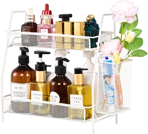 Countertop Organizer: White Bathroom & Kitchen Shelf with Spice Rack and Small B - Picture 1 of 12