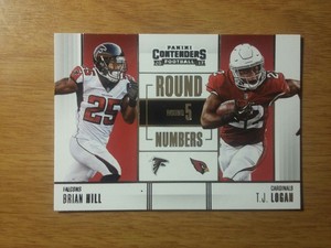 BRIAN HILL/T.J.LOGAN 2017 PANINI CONTENDERS ROUND NUMBERS RC FOOTBALL CARD-#18