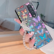 Mobile Phone Case For Samsung Galaxy Z Fold5 Fold4 3 Clear Butterfly Chain Case Cover