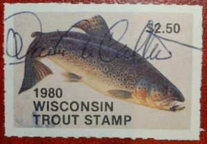 Briefmarke Wisconsin Forellenangeln 1980. Staatliche Steuer. Gebraucht. - Bild 1 von 1