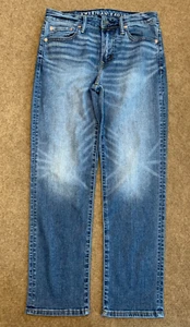 American Eagle Jeans Uomo 30x30 Originale Dritto Airflex+ Whiskered Y2K Denim - Foto 1 di 10
