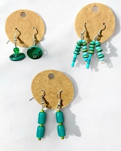 Neu Menge 3 Paar handgefertigte Boho Perlen Ohrhänger Türkis Blau Grün - Bild 1 von 6