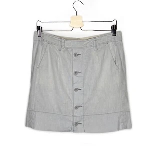 Anthropologie Paper Boy Linen Blend Button Front Short Skirt Size 4 Blue Gray - Picture 1 of 12