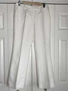 Peter Nygard Pants Women's Linen Cotton Blend Lined Wide Leg Button Front Sz 10P - Picture 1 of 4