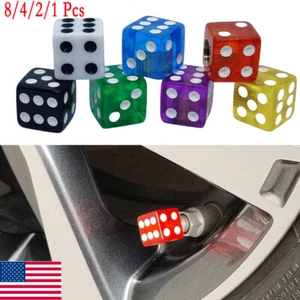8PCS Clear Red Gem Dice Tire/Wheel Stem Air Valve CAPS Set Car Truck Hot Rod ATV - Picture 1 of 21