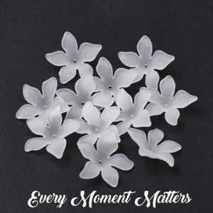 20 x WEISS MATTIERT LUCIT ACRYL BLUMENPERLEN 29 mmx27 mm WEISS - Bild 1 von 3