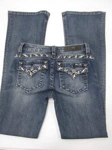 NWOT Miss Me Juniors Girls Jeans JK761GB3 Boot Med Blue Nice Bling 14 x 30 - Picture 1 of 8