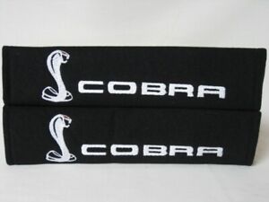 2 pcs (1 PAIR) Ford Shelby Cobra Embroidery Seat Belt Cover Pads (Black pads)