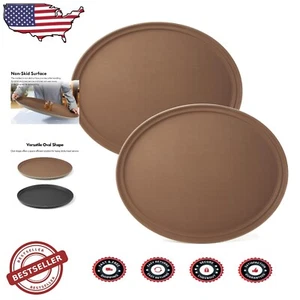 Brown 2-Pack Serving Tray, NSF Non-Slip Oval, Durable & Stylish for Any Occasion - Picture 1 of 8