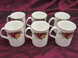 Set 6 Royal Albert Old Country Roses Bone China 3.75" Coffee mugs green/red MINT - Picture 1 of 6