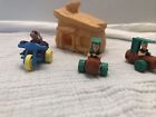 Vintage Pebbles  And 2 Barney Rubble Toy Cars 3” 1990s W One House