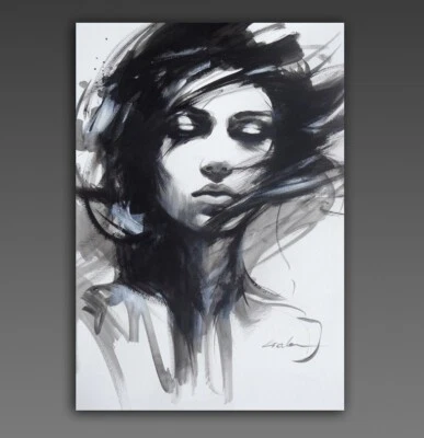 Gala ORIGINAL Moderno Arte Abstracto Retrato Femenino Pintura Acrílica ~NUEVO Foto 1 de 4