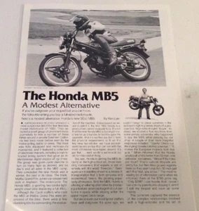 1981 Honda MB5 - Cycle Magazine - Brochure - Literature "The Honda MB5" - Picture 1 of 6