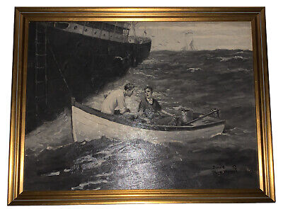 Original Pintura Al Óleo ,Por Donald S Humphreys,The Puerto De Lost Naves Rueda • 742.20€