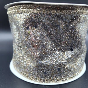 Cinta con cable brillante dorado champán 2,5" x 20' corona fabricación de lazos - Imagen 1 de 8