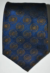 Sedgwick Neck Tie Dark Blue W/ Gold Circular Pattern Silk L 53" W 3.5" VINTAGE - Picture 1 of 8