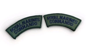 2 New Royal Marines Commando Khaki and Black Shoulders Flashes / Titles - Foto 1 di 1
