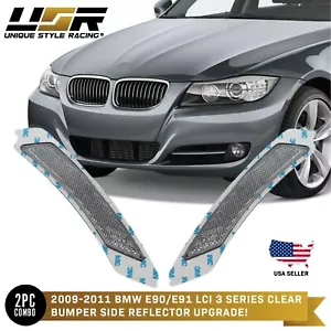 OE Replacement Clear Bumper Reflector Light For 2009-11 BMW E90/E91 LCI 3 Series - Picture 1 of 8