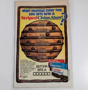 1987 Chips Ahoy Puzzle Ad - Word Scramble Cookie Promo, 7x10.5 Laminated Decor - Picture 1 of 10