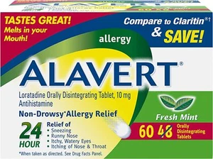 Alavert Allergy 24 Hour Relief, Fresh Mint Flavor, Orally Disintegrating Allergy - Picture 1 of 5